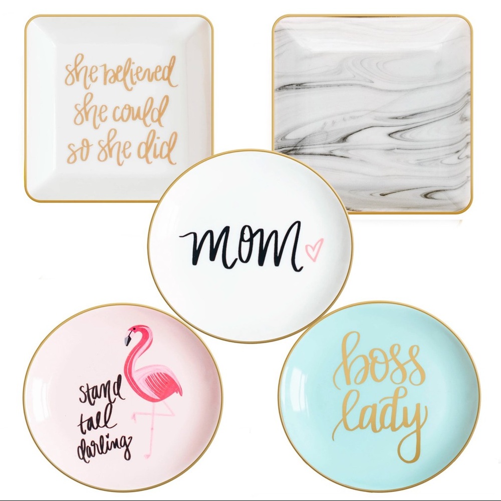 Trinket Trays bundle of 5, jewelry tray, Key dish